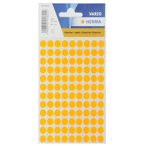 Afbeelding van etiket Herma    8mm rond 540stuks fluor oranje