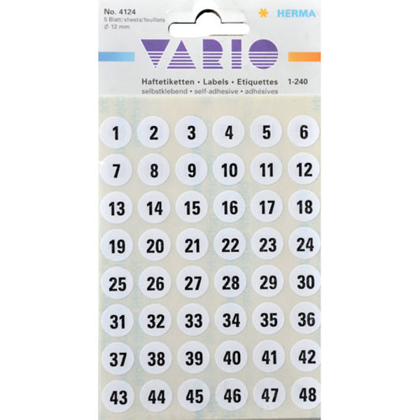 Afbeelding van etiket Herma   13mm rond cijfers 1-240