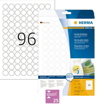 Afbeeldingen van etiket Herma  20mm rond 4386 25vel superprint 2400stuks