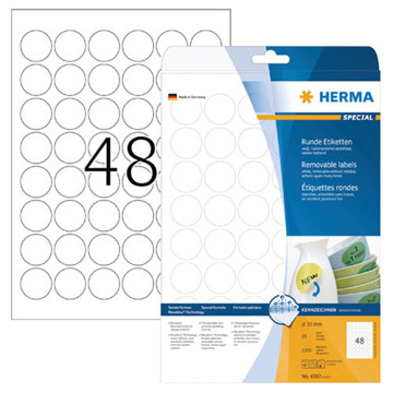 Afbeeldingen van etiket Herma  30mm rond 4387 25vel superprint 1200stuks