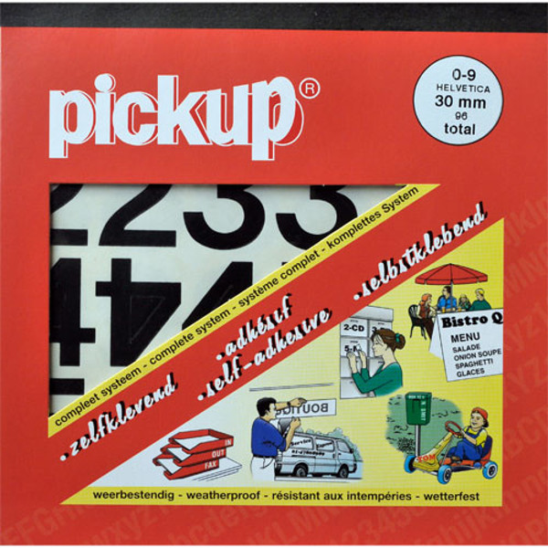 Afbeelding van plakcijfers Pickup Helvetica 30mm zwart