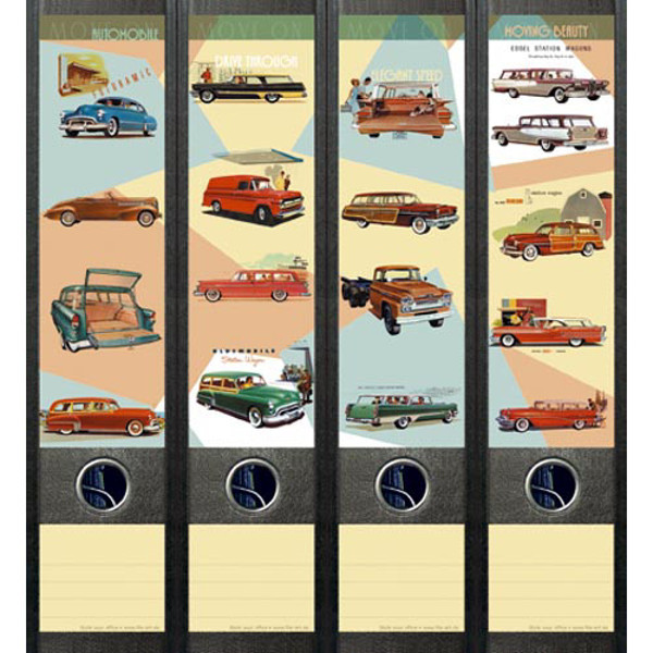Afbeelding van ordnerrug File Art zelfklevend 4stuks 60x210mm classic cars