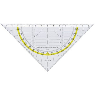 Afbeeldingen van geodriehoek Aristo 1552 160mm hardplastic transparant met gele rand