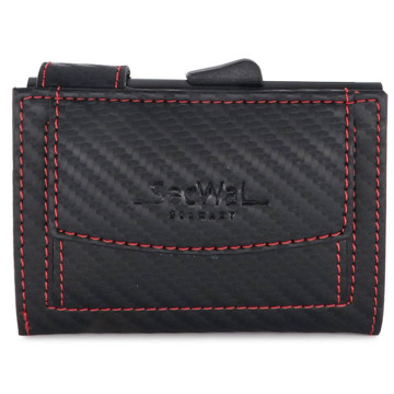 Afbeeldingen van SecWal creditcardhouder met drukknop Carbon black / red
