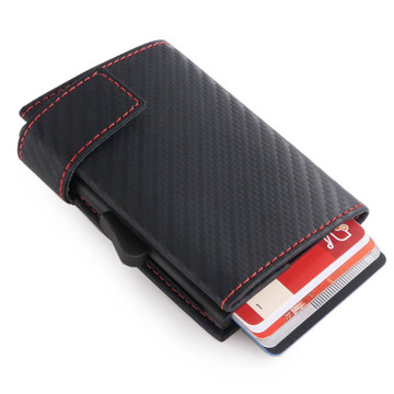 Afbeeldingen van SecWal creditcardhouder met drukknop Carbon black / red
