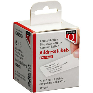labeletiket Quantore 99010 labelwriter 28x89mm 2x130stuks permanent wit 