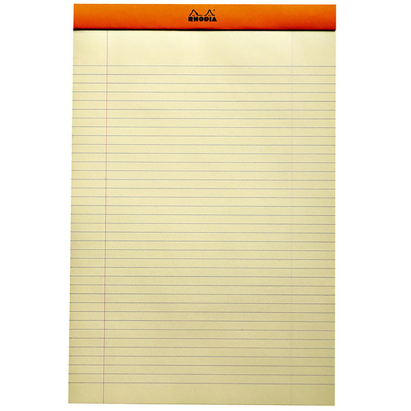 schrijfblok Rhodia No.19 A4+ gelijnd geel papier 80vel 80gr