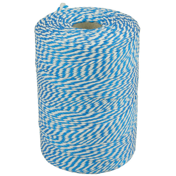 touw / koord katoen blauw / wit ca  45meter 50gr