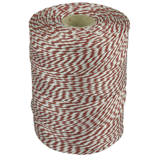 touw / koord katoen rood  / wit ca 180meter