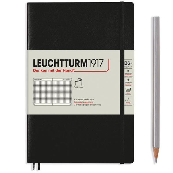 LEUCHTTURM1917 Paperback B6+ Softcover notitieboek Black geruit