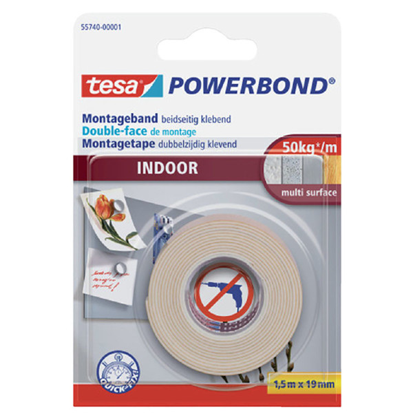 plakband 2-zijdig Tesa Powerbond 19mm x1.5m foamplakband