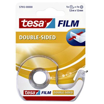 plakband 2-zijdig Tesa film 12mm x 7.5m incl. dispenser 