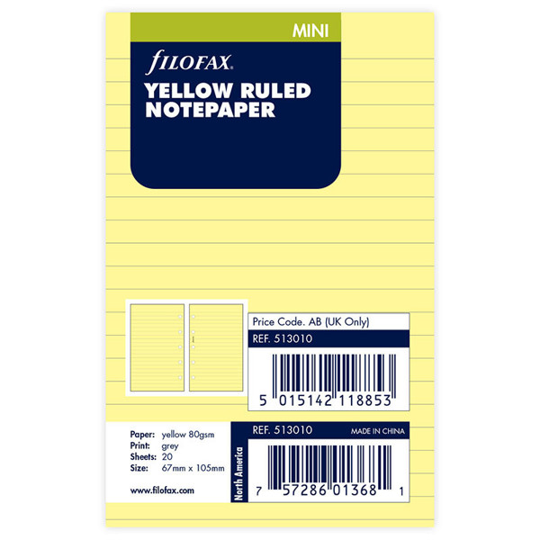 Filofax Mini gelijnd geel