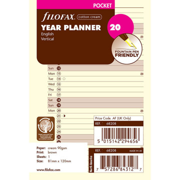 filofax Pocket jaarplanner vertikaal 2023 cotton cream