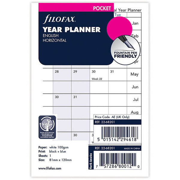 Afbeelding van Filofax Pocket jaarplanner horizontaal 2025