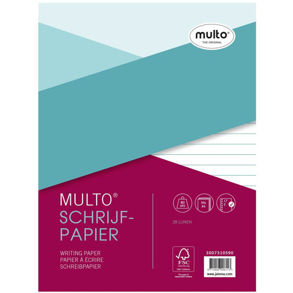 interieur 17-gaats 50vel gelijnd 80gr Multo - 28 lijnen 