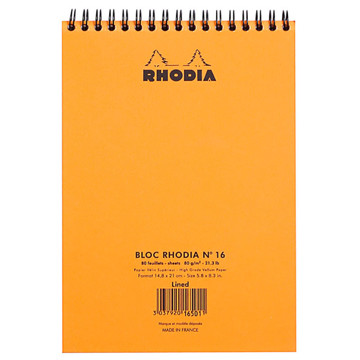 Rhodia notitieblok No.16 A5 gelijnd wit papier spiraal