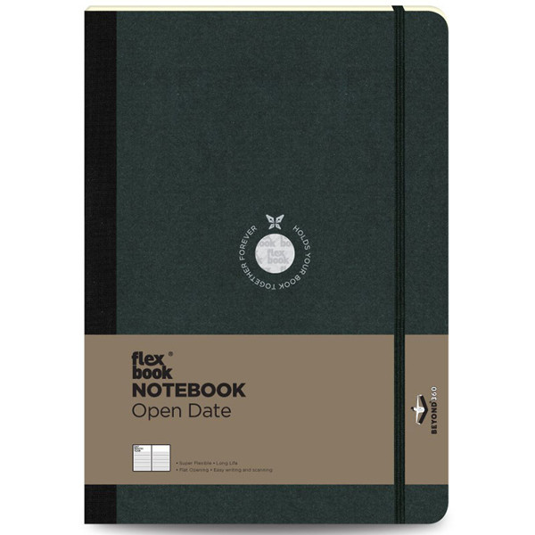 Flexbook Notebook Open Date Black Large gelijnd