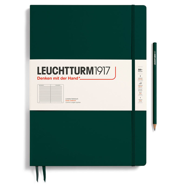 LEUCHTTURM1917 Master Slim A4+ notitieboek Forest Green gelijnd