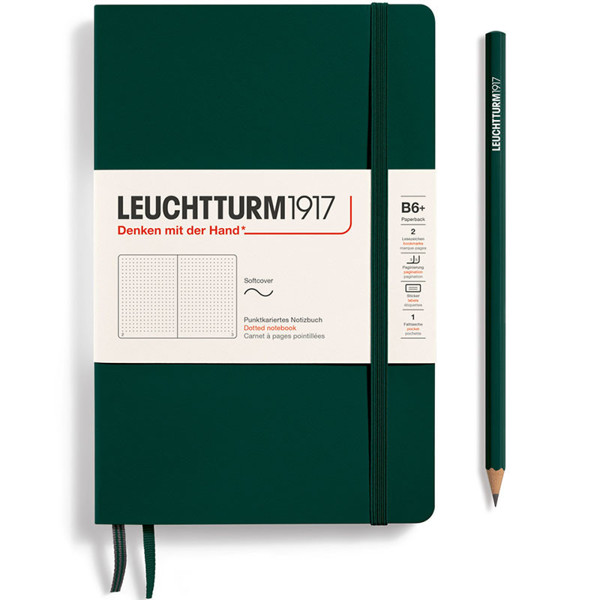 LEUCHTTURM1917 Paperback B6+ Softcover notitieboek Forest Green dotted