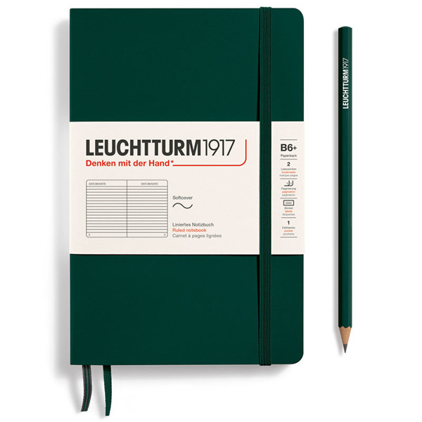 LEUCHTTURM1917 Paperback B6+ Softcover notitieboek Forest Green gelijnd