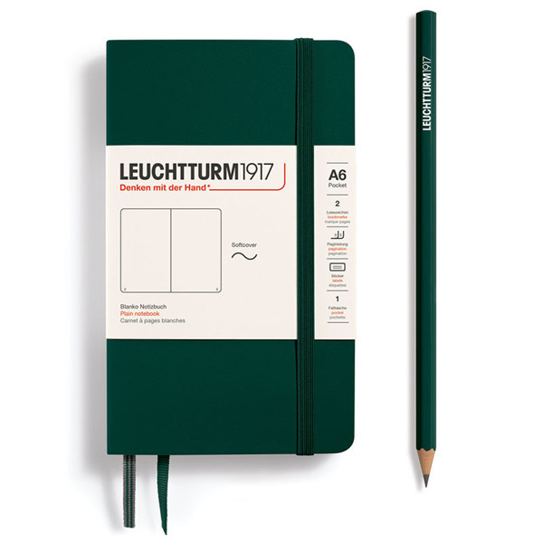 LEUCHTTURM1917 Pocket A6 Softcover notitieboek Forest Green blanco