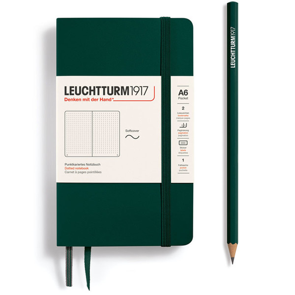 LEUCHTTURM1917 Pocket A6 Softcover notitieboek Forest Green dotted