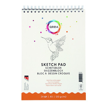 schetsboek Qrea A5 120gr 24vel spiraal 