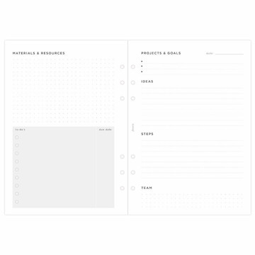 Filofax A5 interieur Projects & Goals Tracker