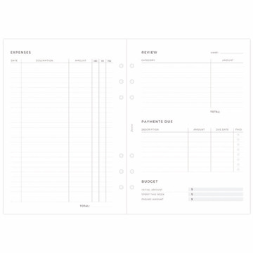 Filofax A5  interieur Expense Tracker
