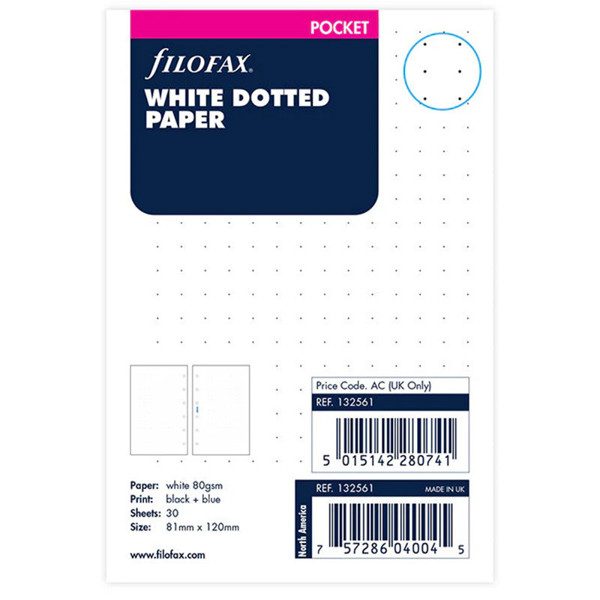 Filofax Pocket papier dotted wit