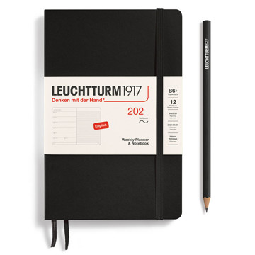 LEUCHTTURM1917 agenda Softcover Paperback B6+ Weekly Planner & Notebook Black