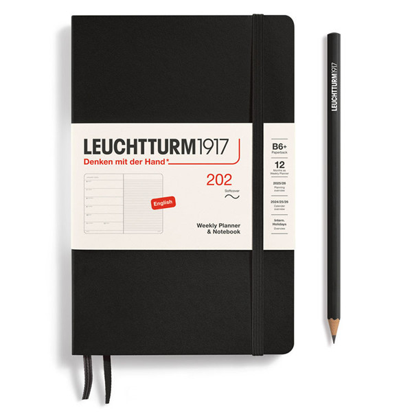 LEUCHTTURM1917 agenda Softcover Paperback B6+ Weekly Planner & Notebook Black