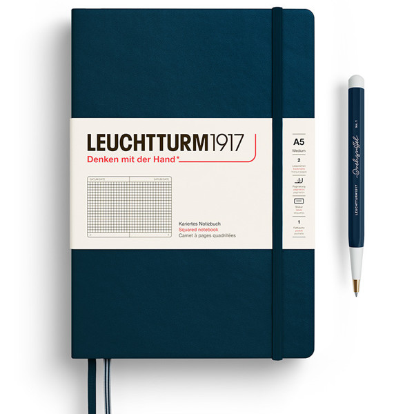 LEUCHTTURM1917 Medium A5 notitieboek Deep Sea geruit