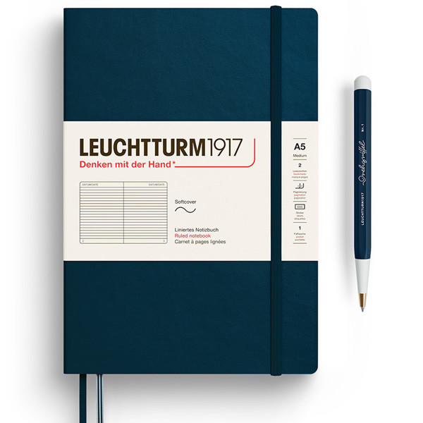 LEUCHTTURM1917 Medium A5 Softcover notitieboek Deep Sea gelijnd