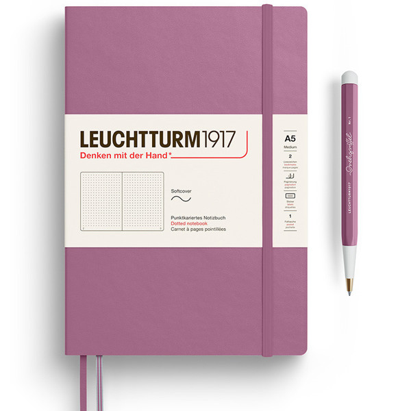 LEUCHTTURM1917 Medium A5 Softcover notitieboek Dusty Rose dotted