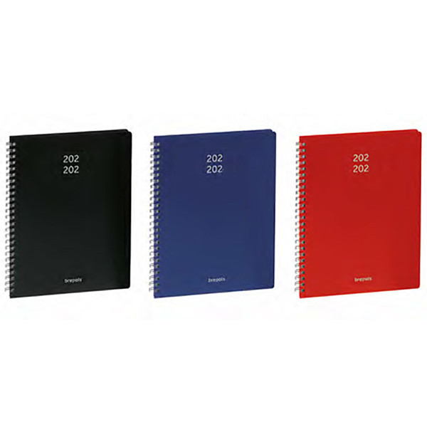 schoolagenda Brepols Prevision Polyprop 7/2 zwart - rood - blauw