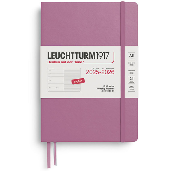 Leuchtturm1917 agenda  Weekly Planner & Notebook 18mnd Medium (A5) Hardcover Dusty Rose