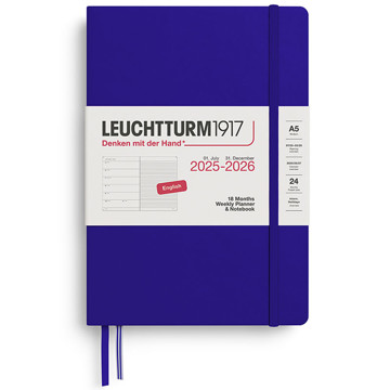 Leuchtturm1917 agenda 2026 Weekly Planner & Notebook 18mnd Medium (A5) Hardcover Ink