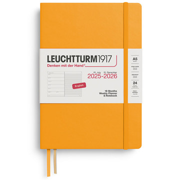 LEUCHTTURM1917 agenda 2026 Weekly Planner & Notebook 18mnd Medium (A5) Hardcover Rising Sun