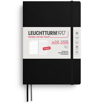 Leuchtturm1917 agenda Weekly Planner & Notebook 18mnd Medium (A5) Softcover Black