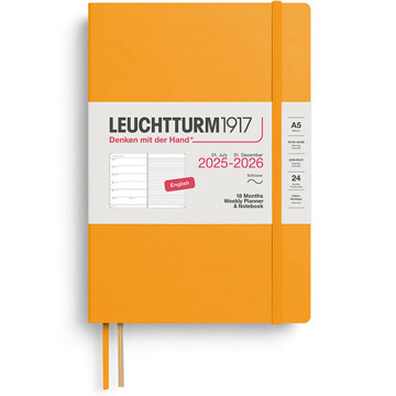 Leuchtturm1917 agenda 2026 Weekly Planner & Notebook 18mnd Medium (A5) Softcover Rising Sun