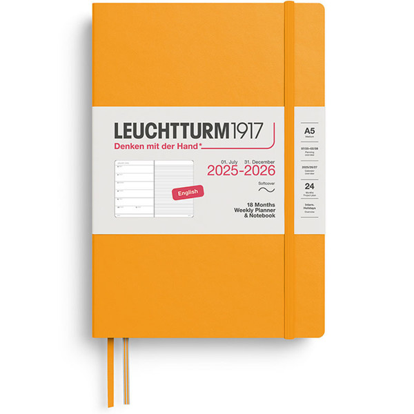 Leuchtturm1917 agenda 2026 Weekly Planner & Notebook 18mnd Medium (A5) Softcover Rising Sun