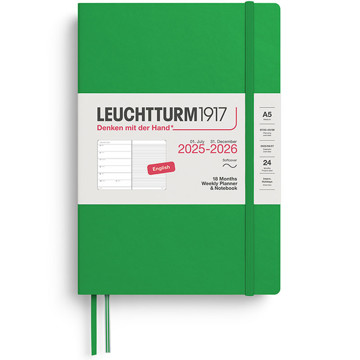 Leuchtturm1917 agenda 2026 Weekly Planner & Notebook 18mnd Medium (A5) Softcover Spring Leaf
