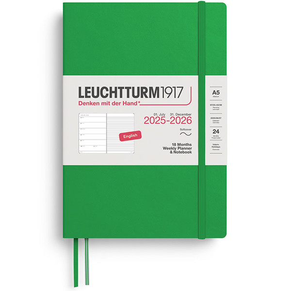 Leuchtturm1917 agenda 2026 Weekly Planner & Notebook 18mnd Medium (A5) Softcover Spring Leaf