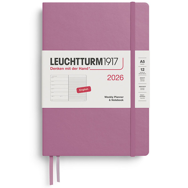 Leuchtturm1917 agenda 2026 Weekly Planner & Notebook Composition (B5) Hardcover Dusty Rose