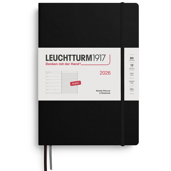 Leuchtturm1917 agenda Weekly Planner & Notebook Composition (B5) Hardcover Black