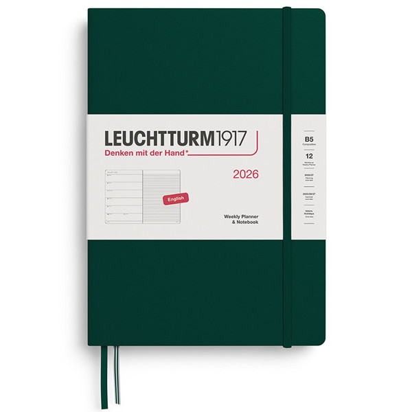 Leuchtturm1917 agenda Weekly Planner & Notebook Composition (B5) Hardcover Forest Green