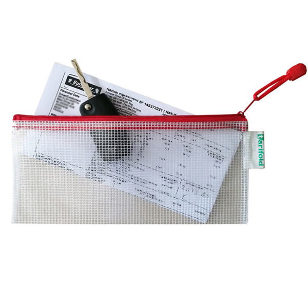 etui Tarifold DIN 250x115mm transparant rode rits