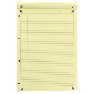 schrijfblok Oxford Everyday A4 gelijnd geel papier 80vel 80gr - 4gaats